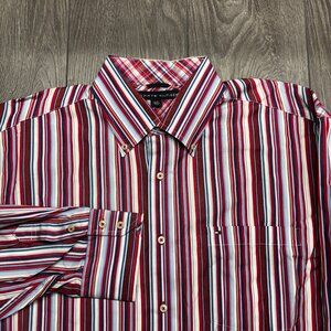 Tommy Hilfiger Striped Dress Oxford Shirt‎ Large Color Block Vintage